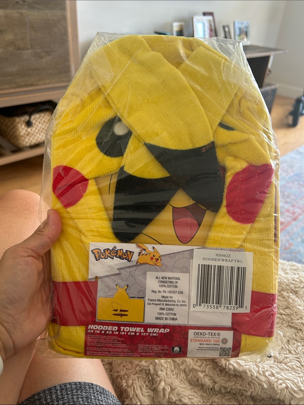 NWT - Pokemon Yellow & Red Pikachu Hooded Towel Wrap